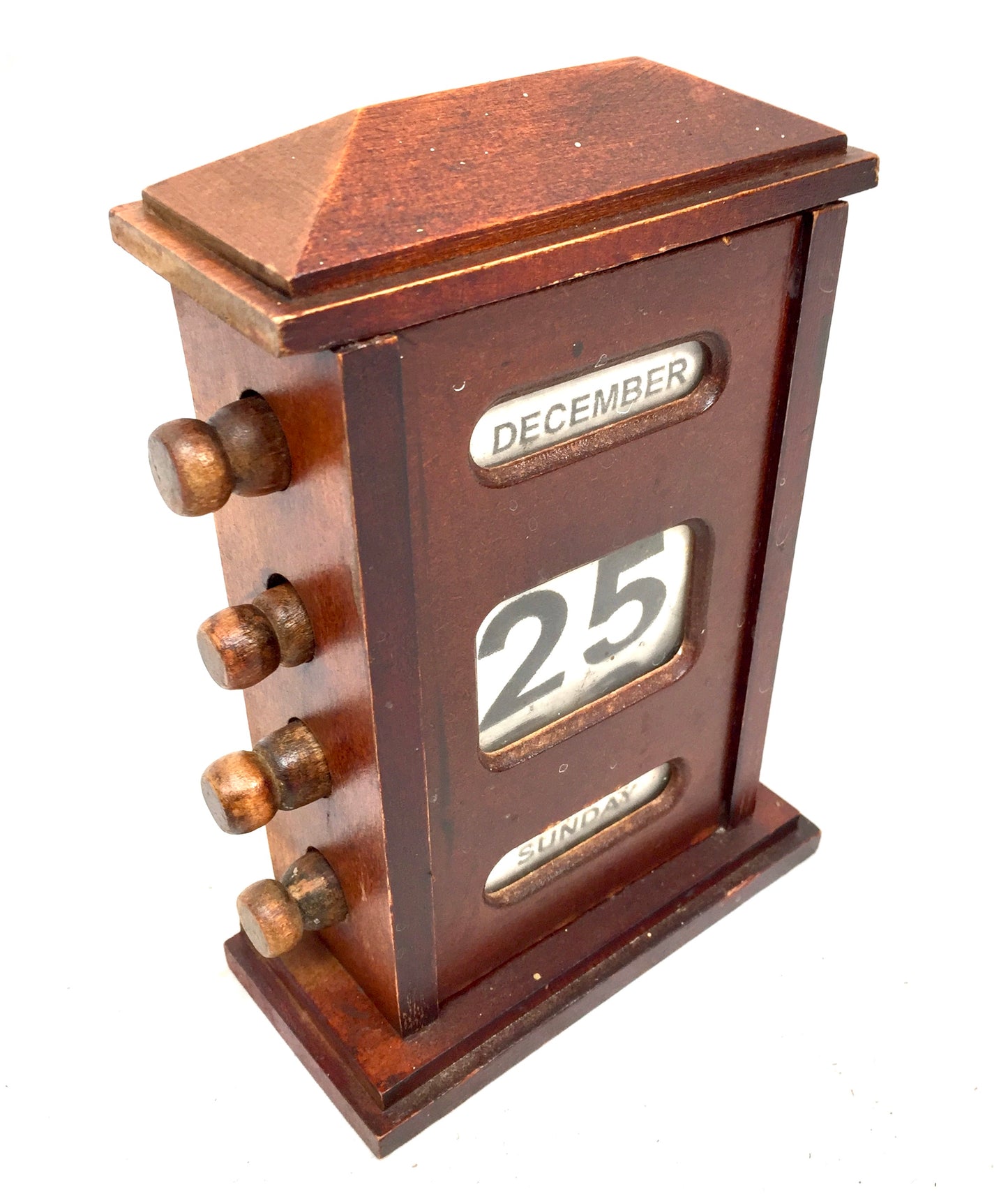 Antique Wooden Office Tabletop Perpetual Desk Calendar / Working c.1930 Art Deco