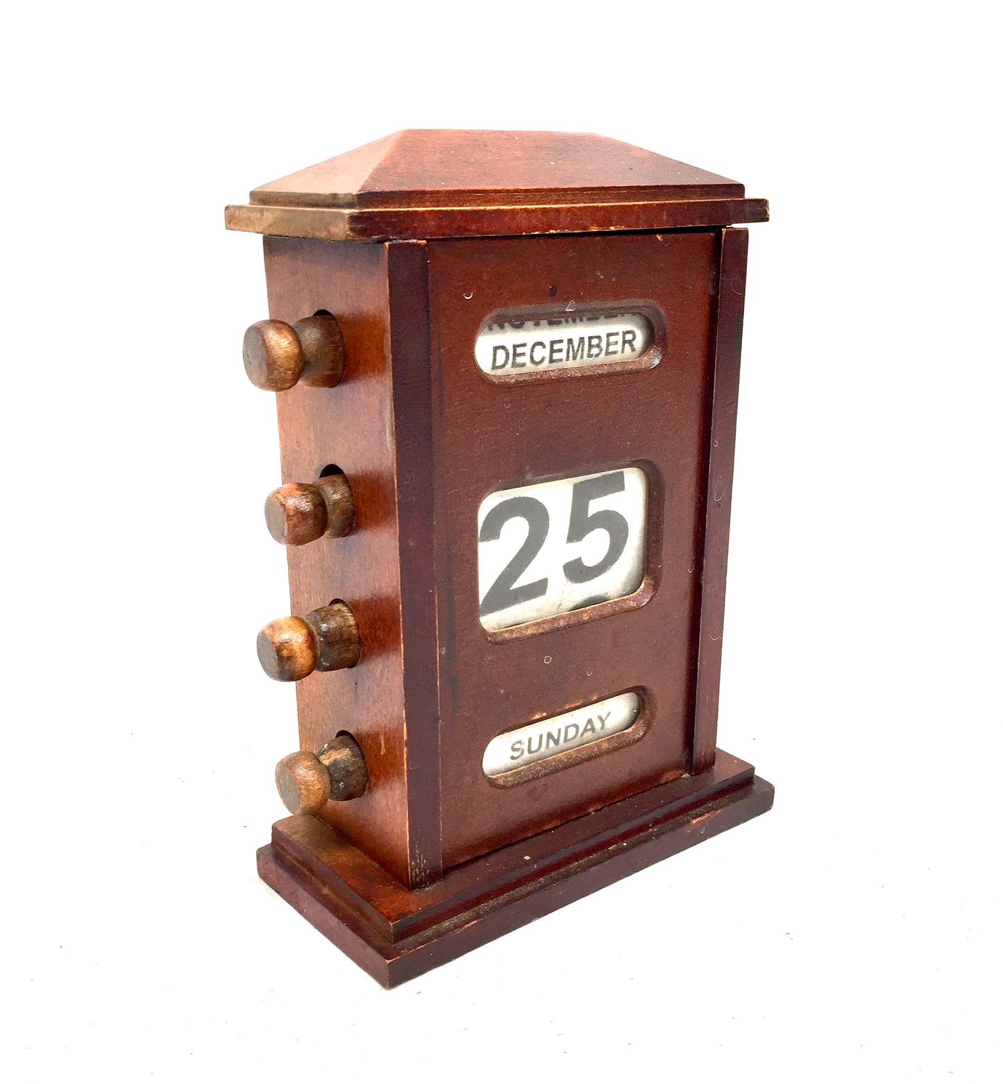 Antique Wooden Office Tabletop Perpetual Desk Calendar / Working c.1930 Art Deco