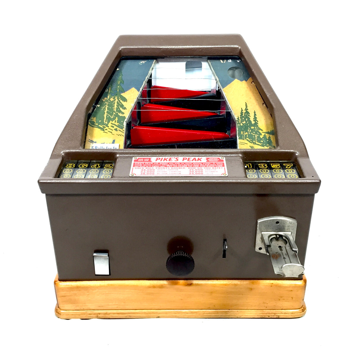 Antique 1939 Trade Stim Pike’s Peak Arcade Coin Operated Machine Working / Keys