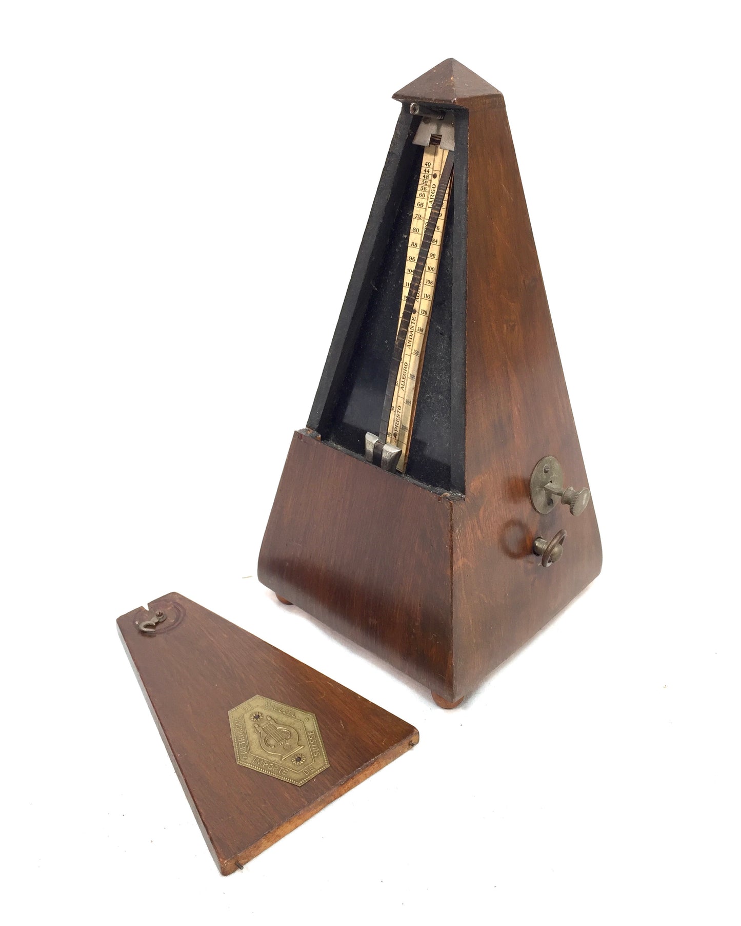 Antique Working System Maelzel Metronome France Wood Pyramid French Music Timer