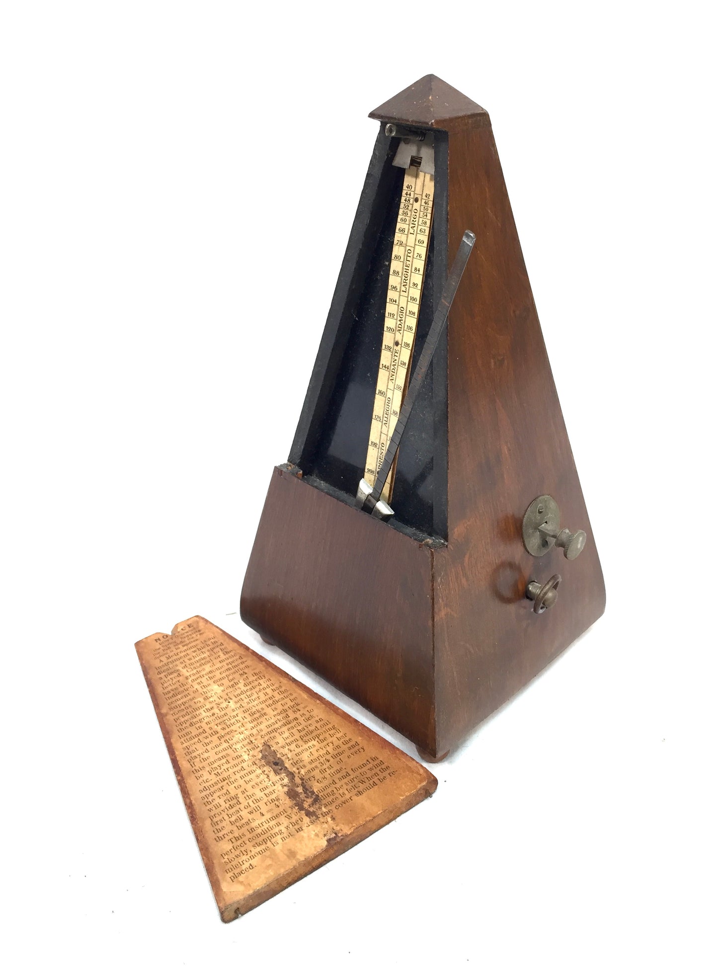 Antique Working System Maelzel Metronome France Wood Pyramid French Music Timer
