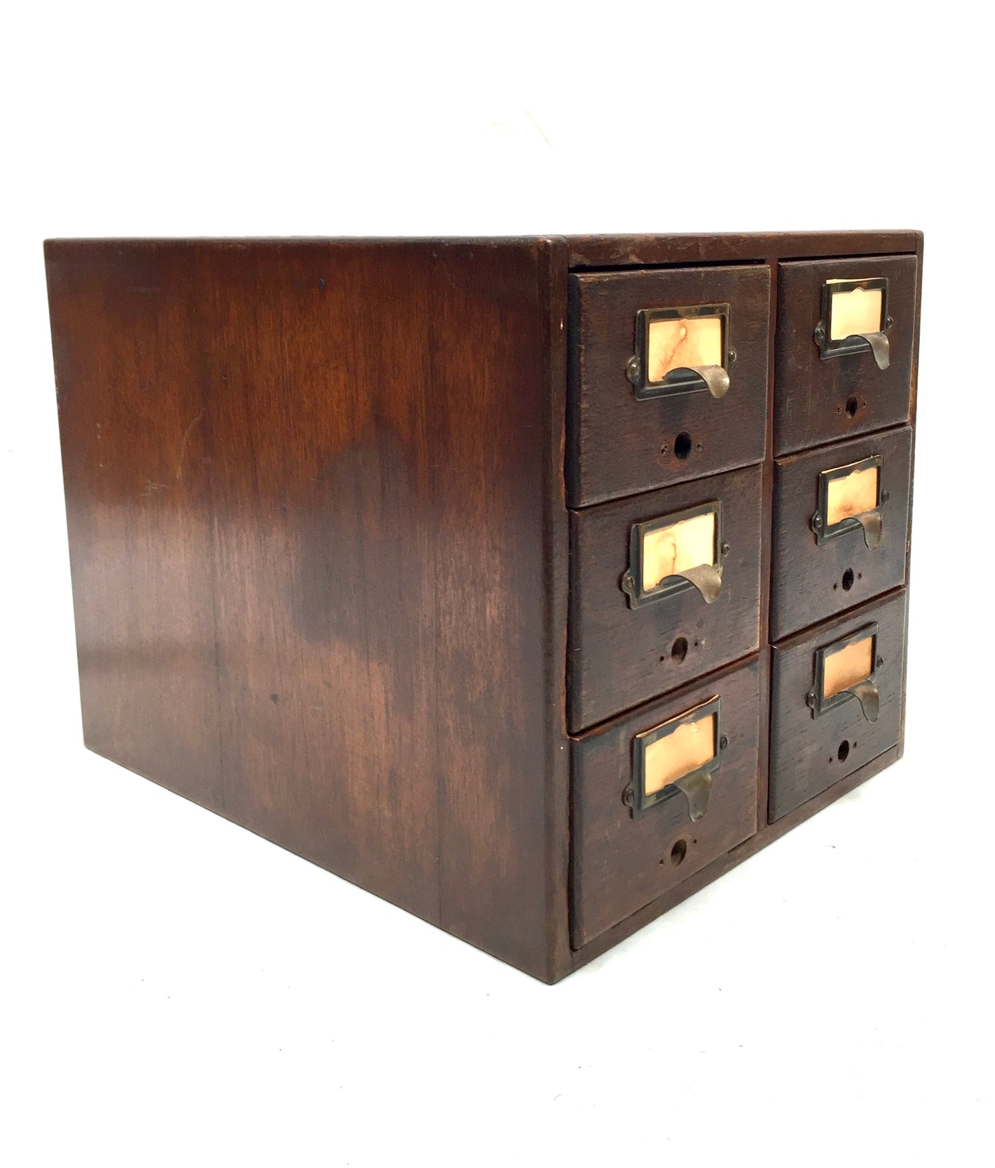 Antique Wooden Desktop Oak Stationery Index Filing Card Drawers / Cabinet / Box