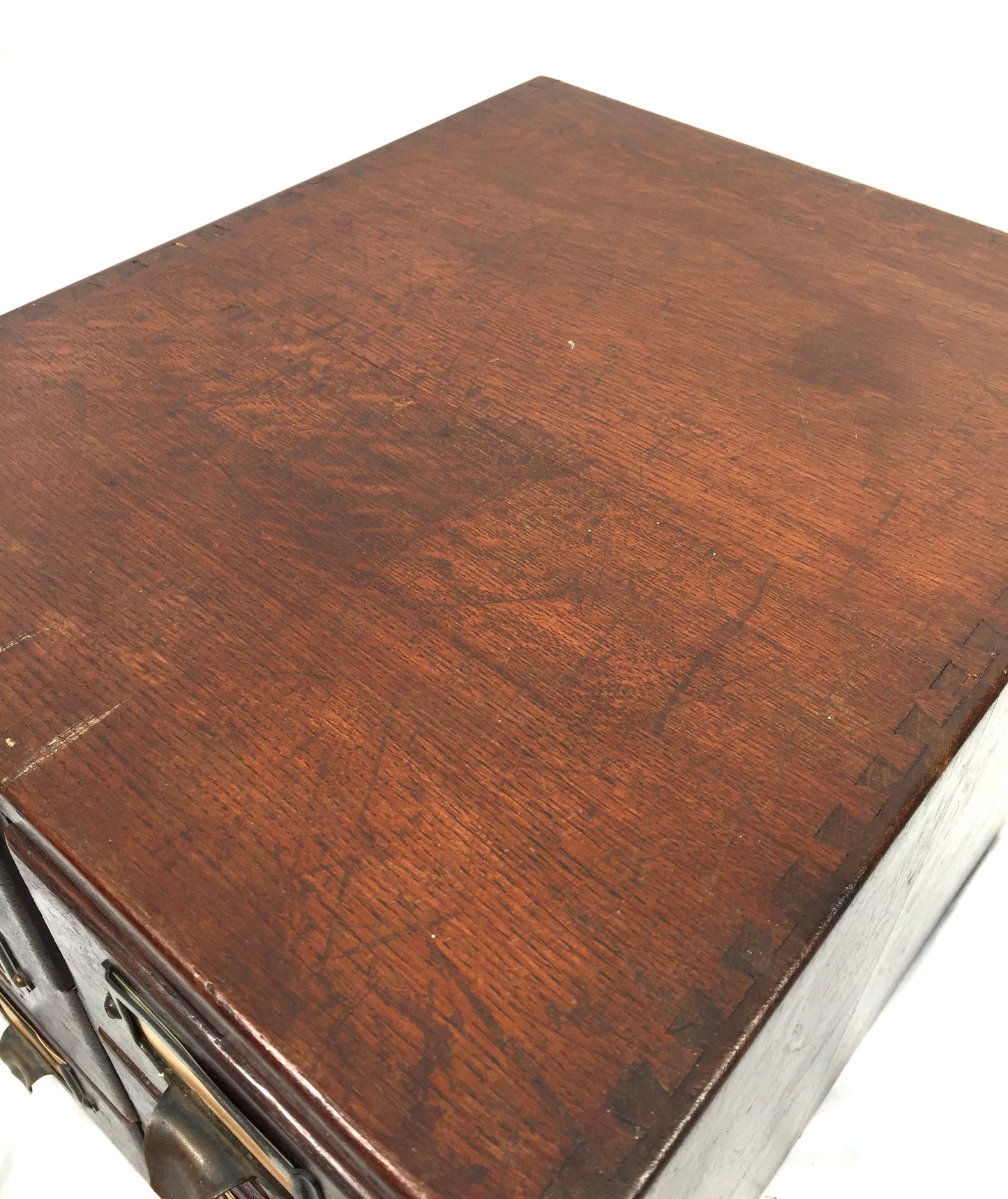 Antique Wooden Desktop Oak Stationery Index Filing Card Drawers / Cabinet / Box