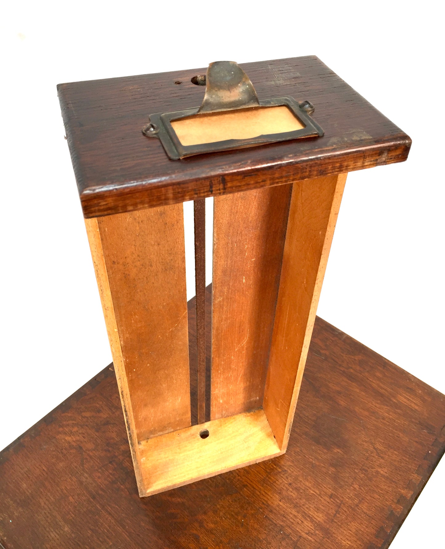 Antique Wooden Desktop Oak Stationery Index Filing Card Drawers / Cabinet / Box
