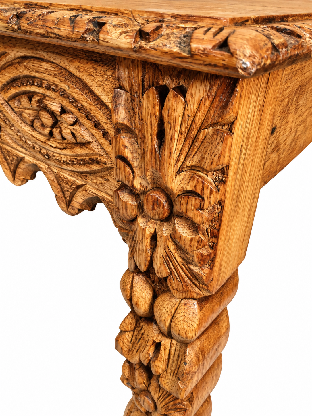 Antique 19th Century Carved Wooden Oak Entrance Hall Side Table Sideboard c.1890