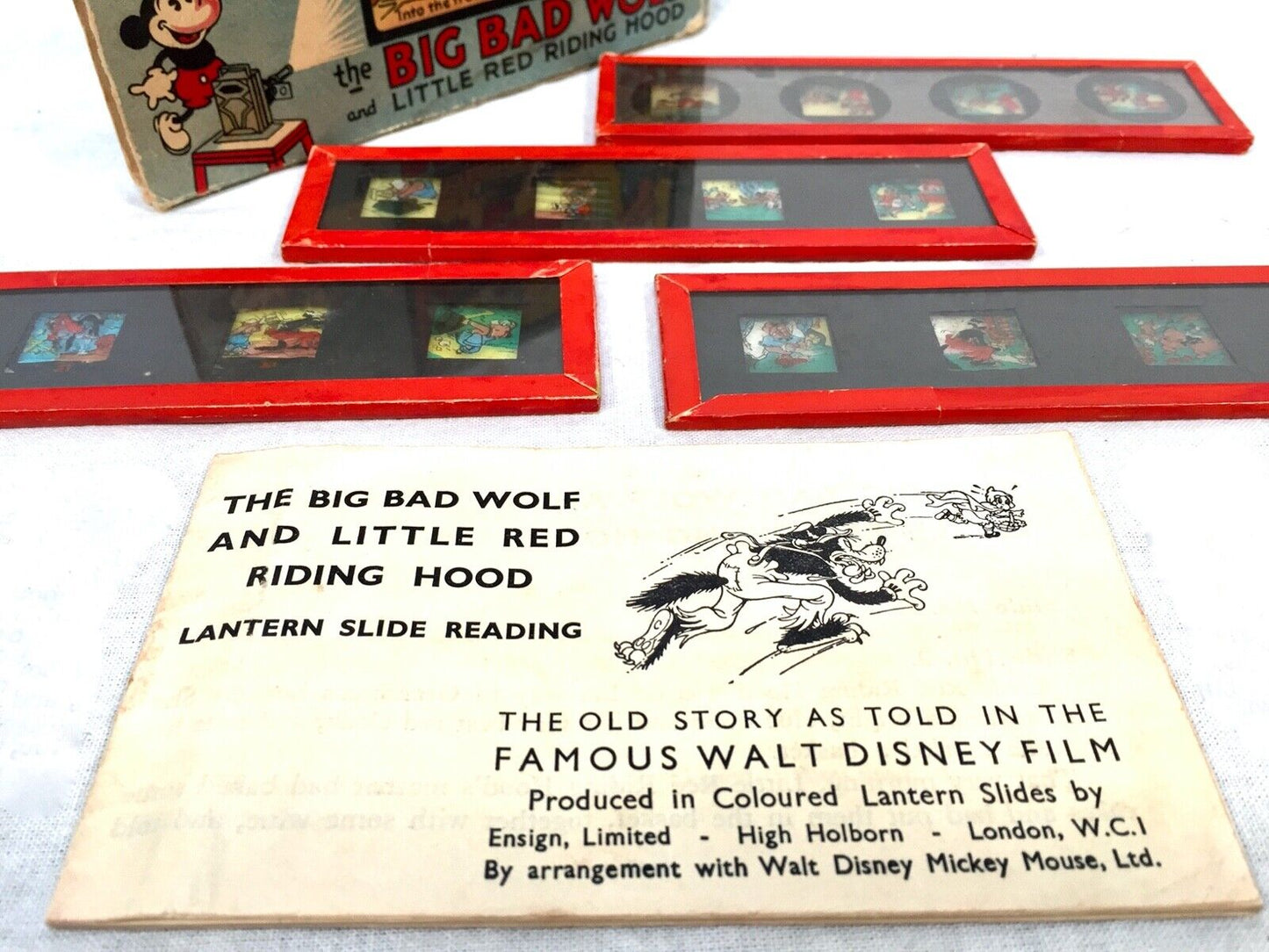 Antique Disney Magic Lantern Slide of The Big Bad Wolf / Little Red Riding Hood