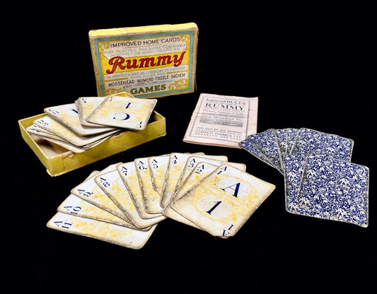 Antique Rummy Card Game Set by United Games Co. Manufactured in 1916 / Complete