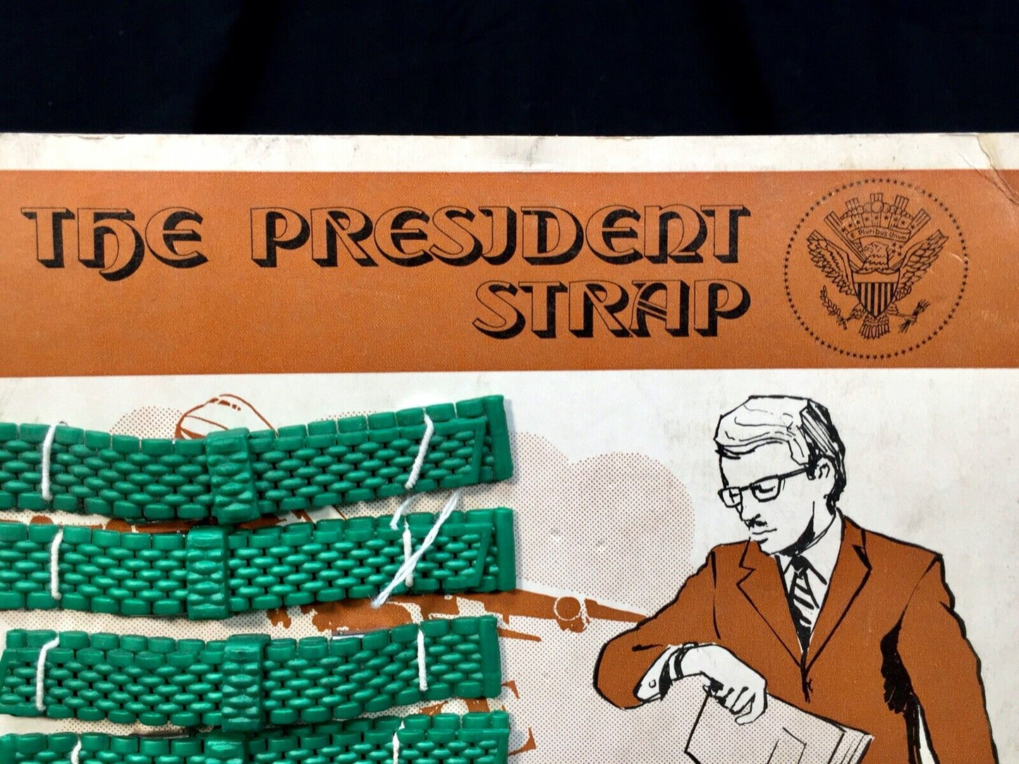 Vintage Advertising - Show Card for The President Green Watch Straps / Complete
