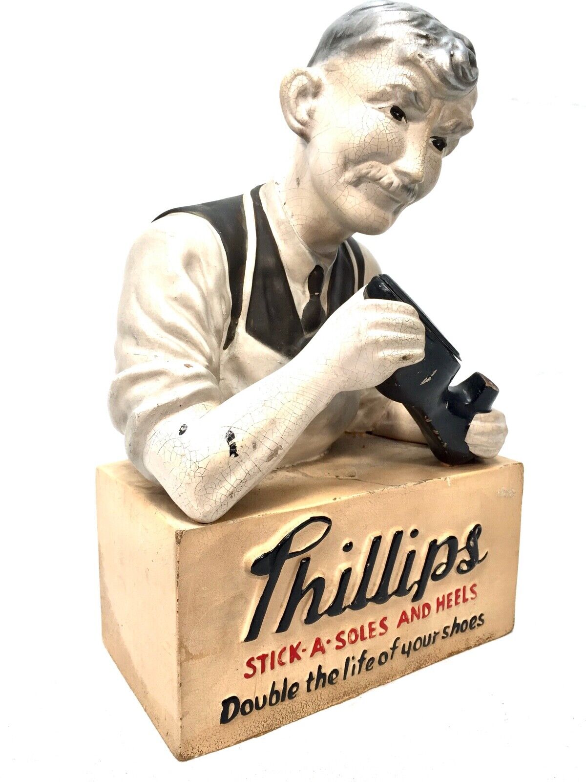 Antique Advertising - Phillips Stick a Soles & Heels Cobblers Shop Display Sign