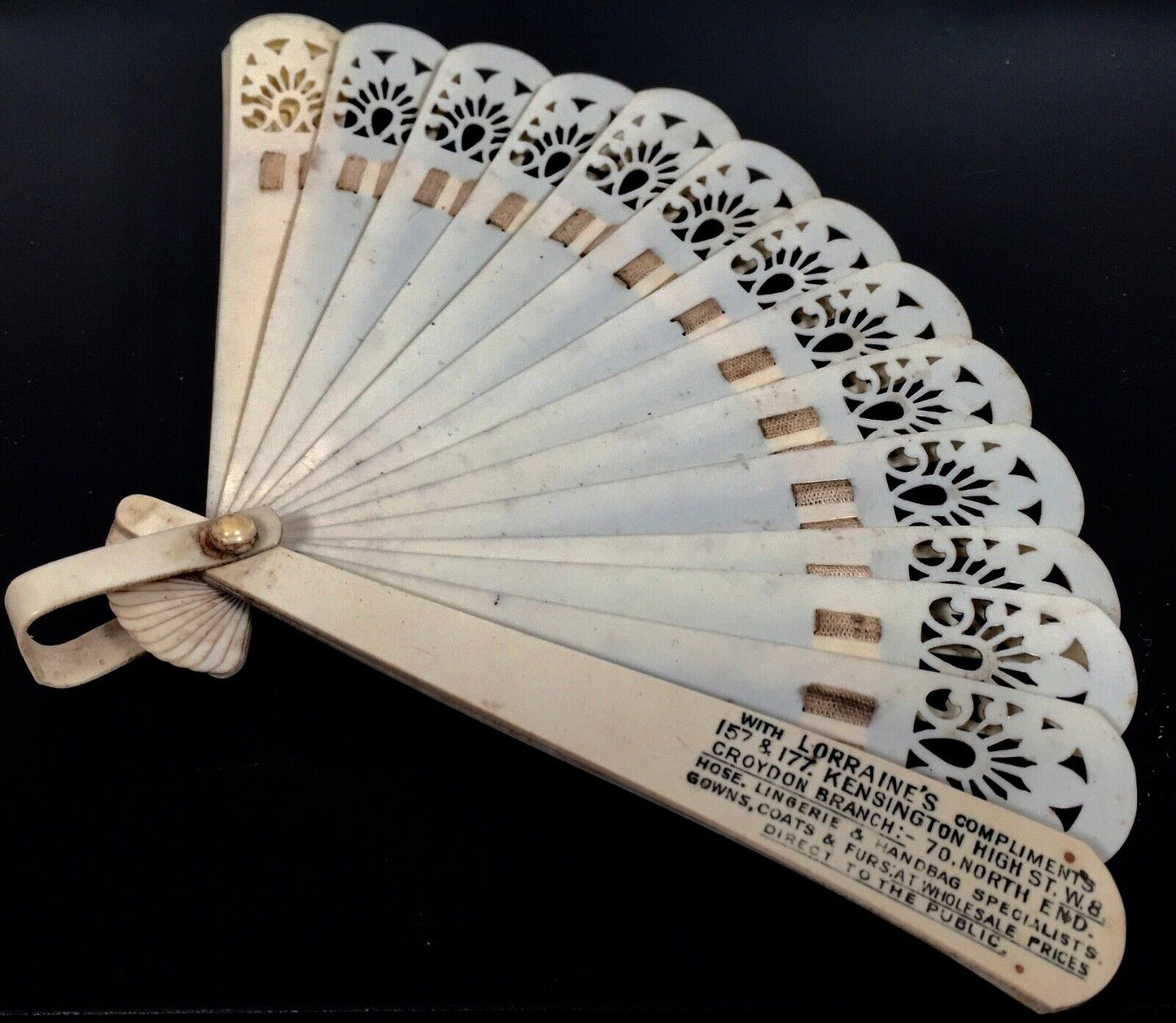 Antique Advertising - A 1920s Cellulose Fan For Lorraine's London Lingerie Shop