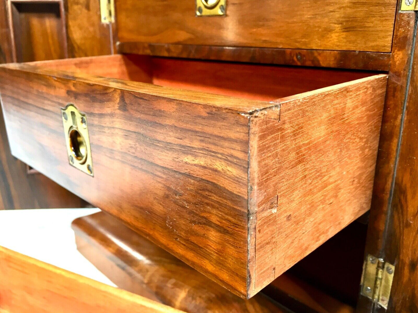 Antique Victorian Burr Walnut Tabletop Cabinet / Chest of Drawers / 19th Century