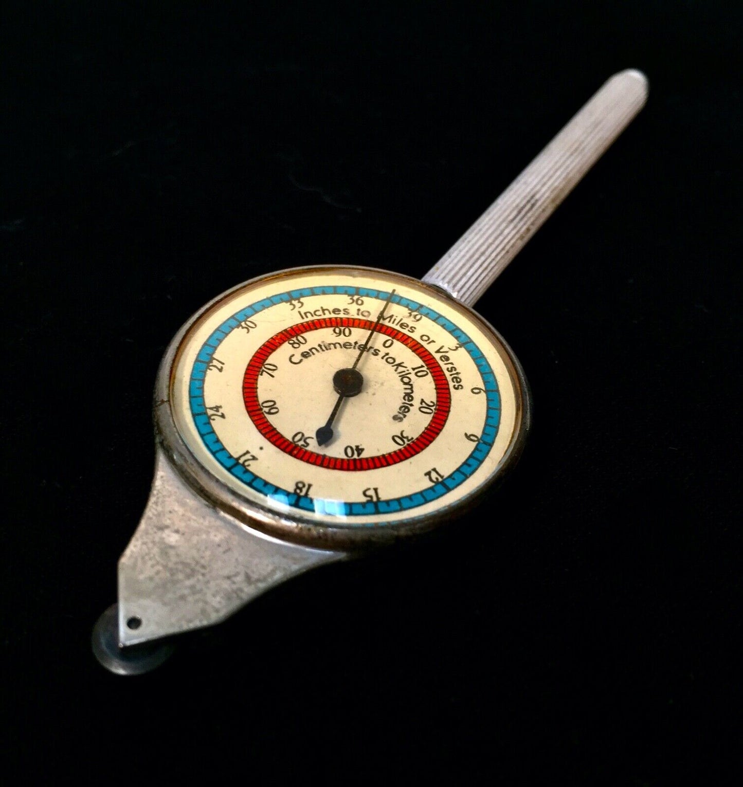 Antique Map Measurer Tool in Original Box / Inches to Miles / CM to KM