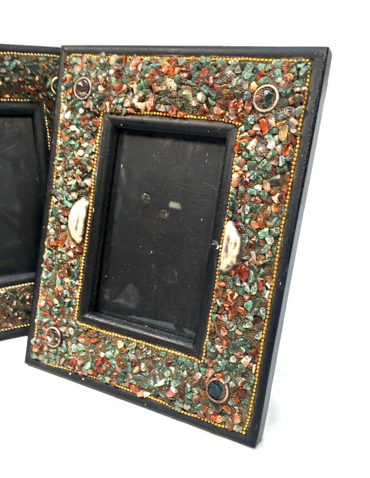 Vintage Pair of Matching Photo Frames with Hard Stone / Crystal Surrounds