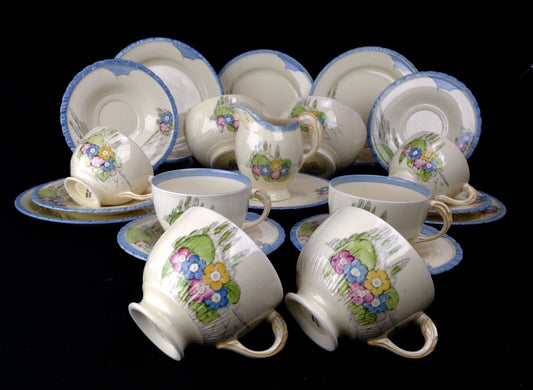 Newhall Hanley Tea Set / Afternoon Tea / 1930's Art Deco Diana Shape / Rare