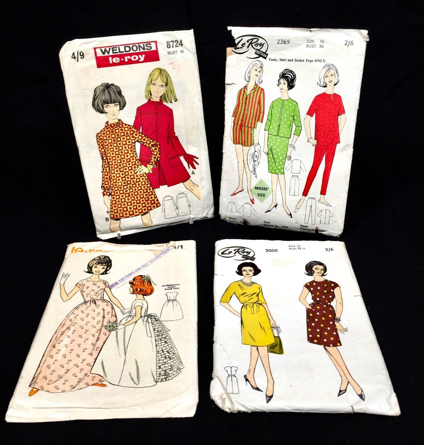 Vintage 1950's Le Roy Dress Makers Pattens / Patten Designs / Set of 4