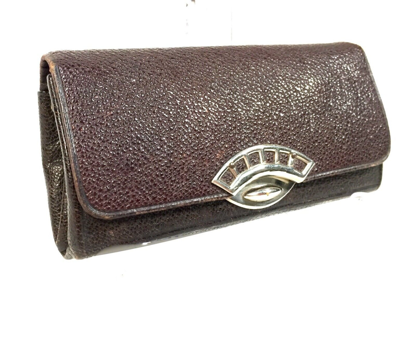 Antique Edwardian Leather Maroon / Brown Purse Wallet / Vintage Clothing c.1910.
