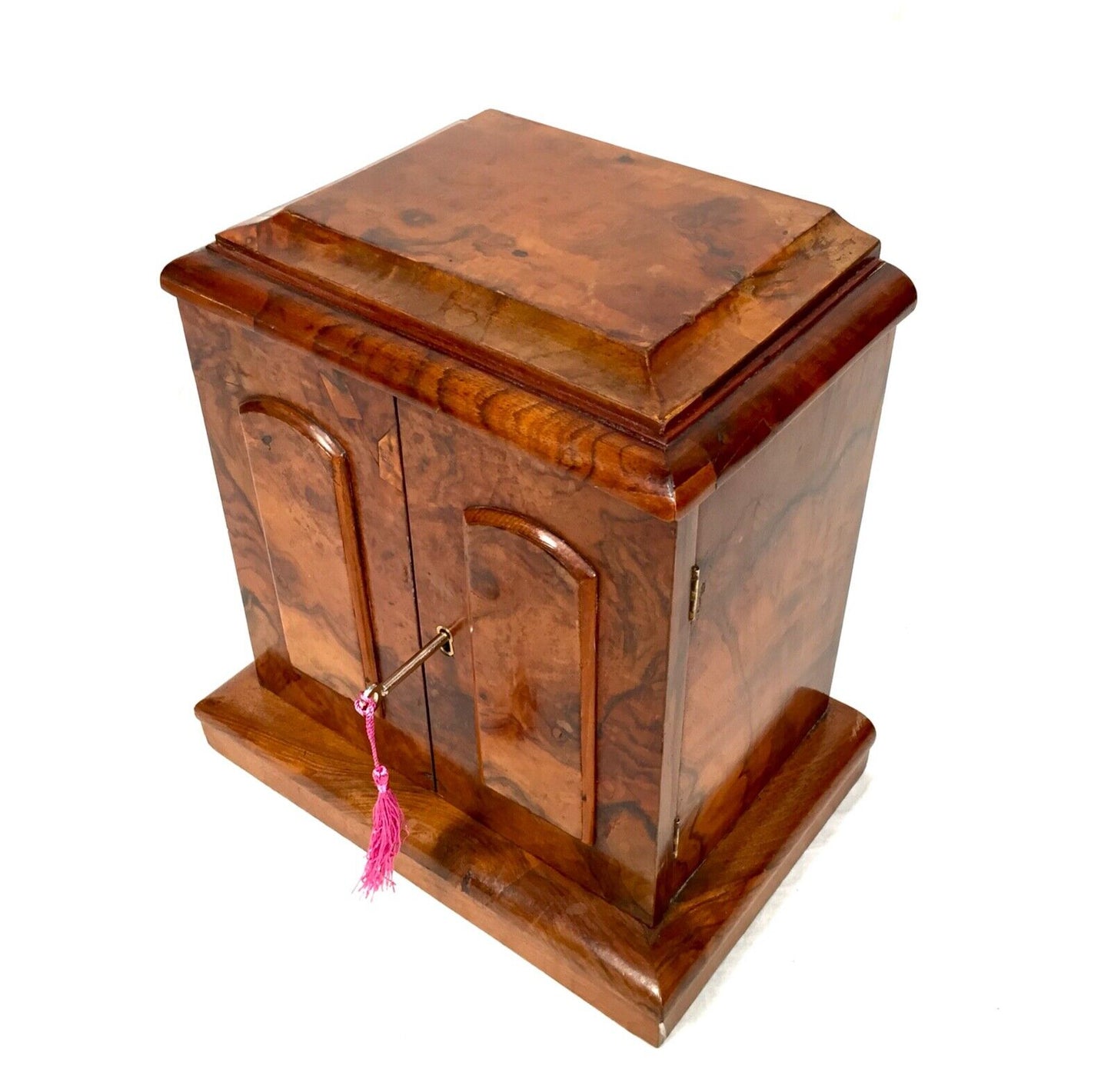 Antique Victorian Burr Walnut Tabletop Cabinet / Chest of Drawers / 19th Century