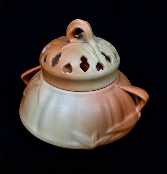 Antique Royal Worcester Porcelain Blush Ware Pot Pourri Vase / 1923 / Art Deco