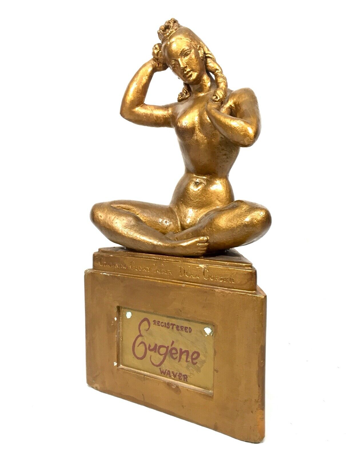 Antique Advertising - 1940s Crowing Glory Statue by Eugene Ltd Hairdresser Sign