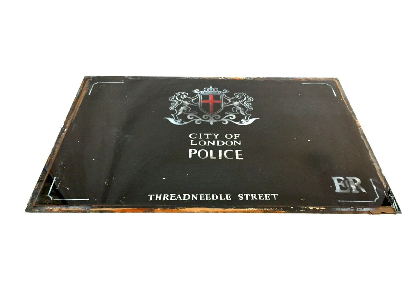 Antique Advertising - City of London Police Threadneedle Street Glass / Sign