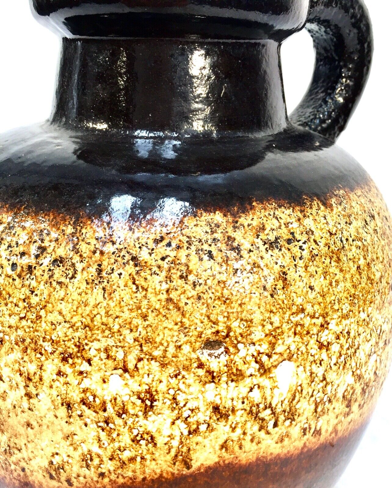 Vintage West German Pottery Vase / Jug / Large / Brown & Cream