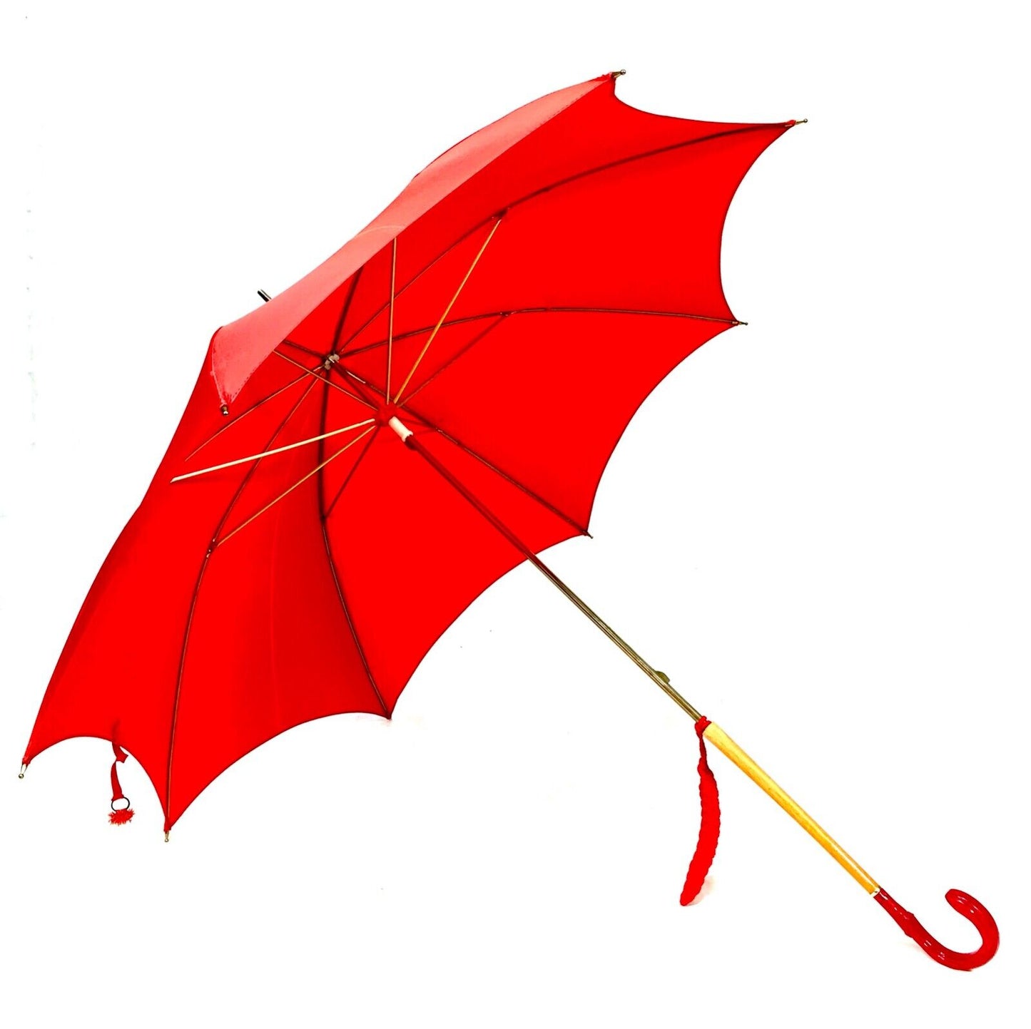 Vintage Clothing - 1950s / 60s Ladies Umbrella / Parasol / Red / Fully Working