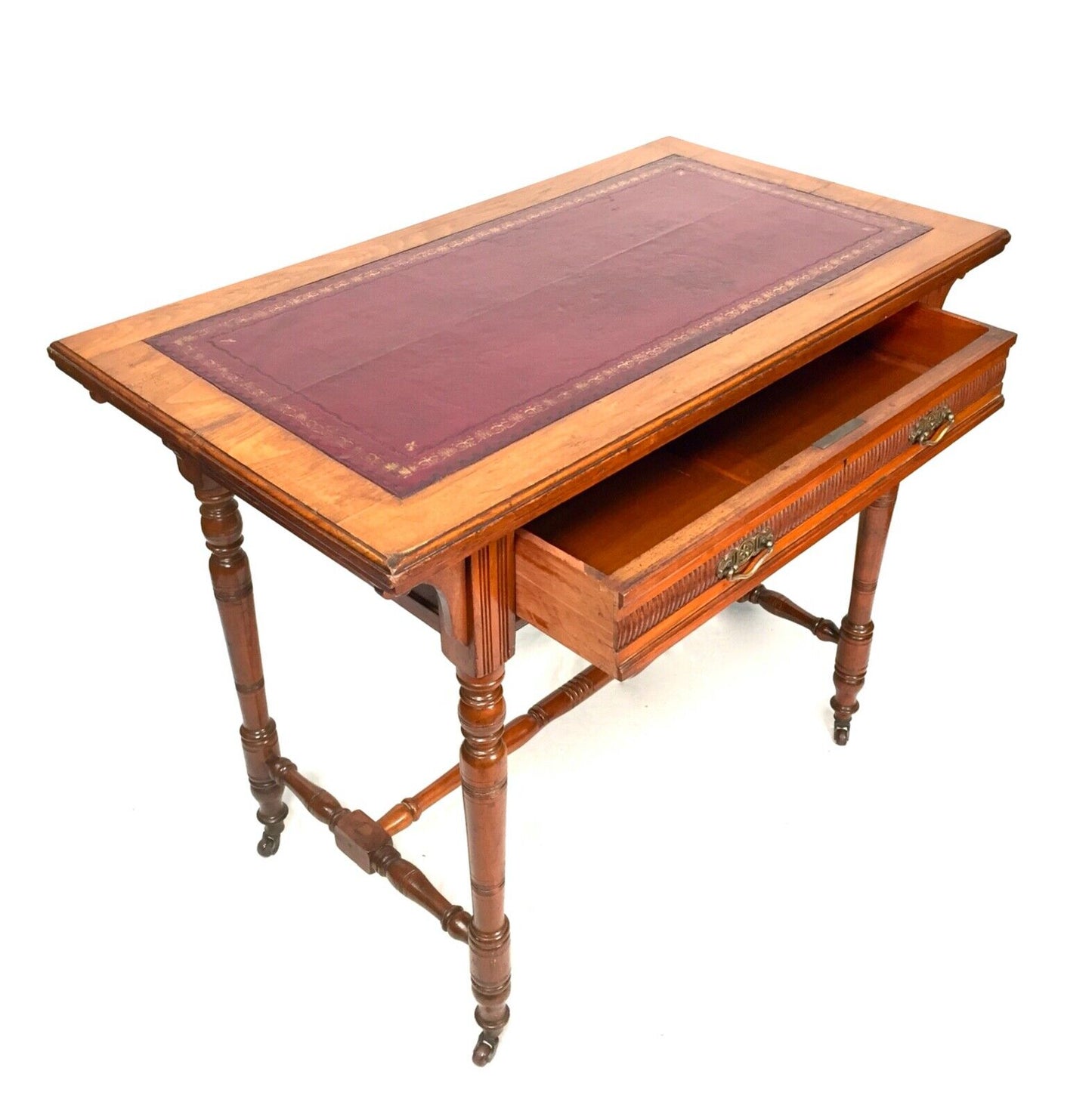 Antique Mahogany Writing Desk By James Shoolbred Red Leather Aesthetic Movement