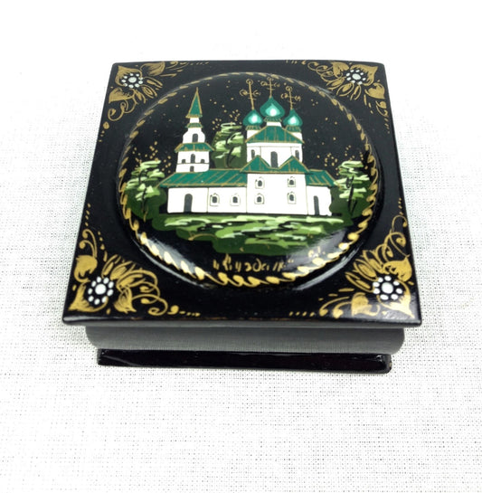 Russian Lacquer Box / Signed / Lacquered Collectable Vintage Church