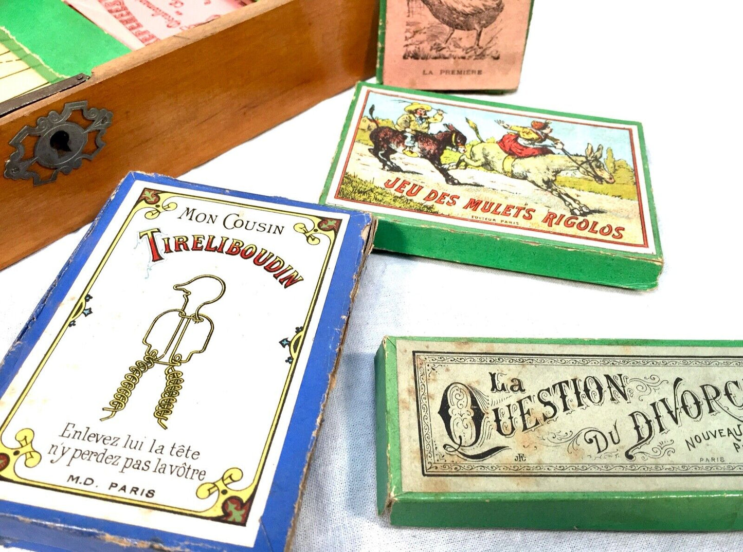 Antique Collection on French 'Jeux Nouveaux' Miniature Classic Games in Box 1900