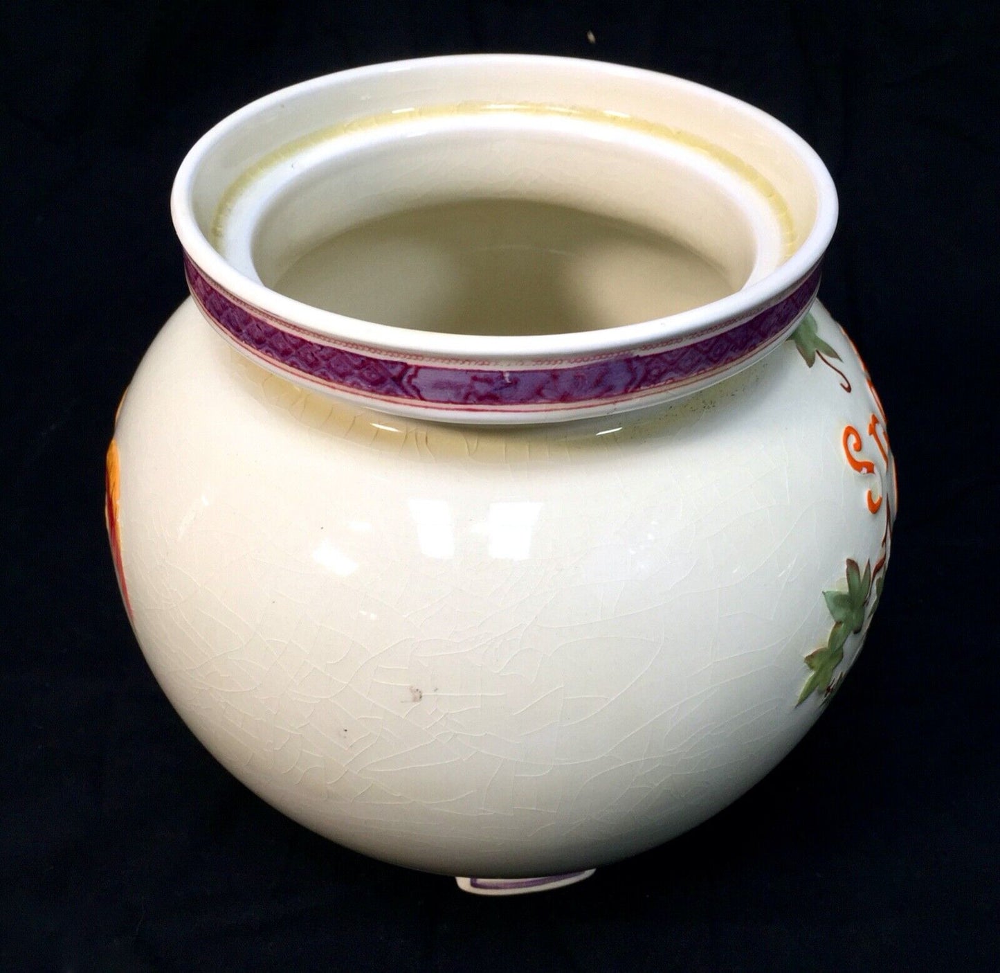 Antique Apothecary Interest - Royal Cauldron Snowfire Cream Advertising Jar Vase