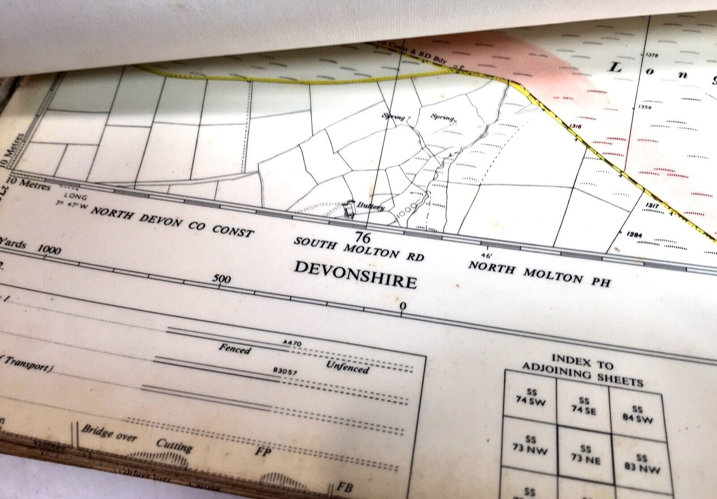 Vintage Book of Ordnance Survey Large Scale Maps For Devon / Exmoor Park c.1945
