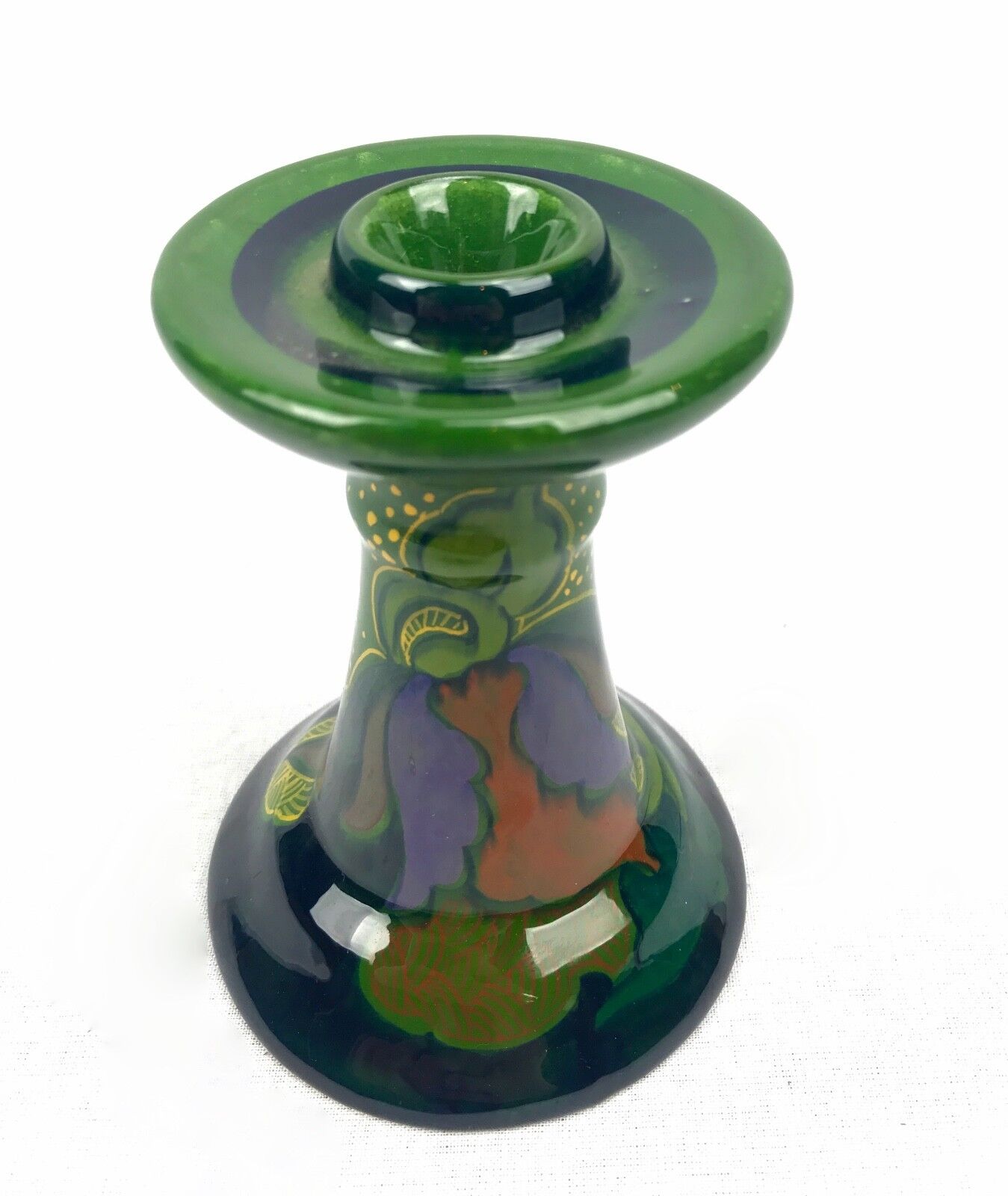 Gouda Pottery Candle Stick Holder / Vase / Art Deco / High Glaze / Green Blue