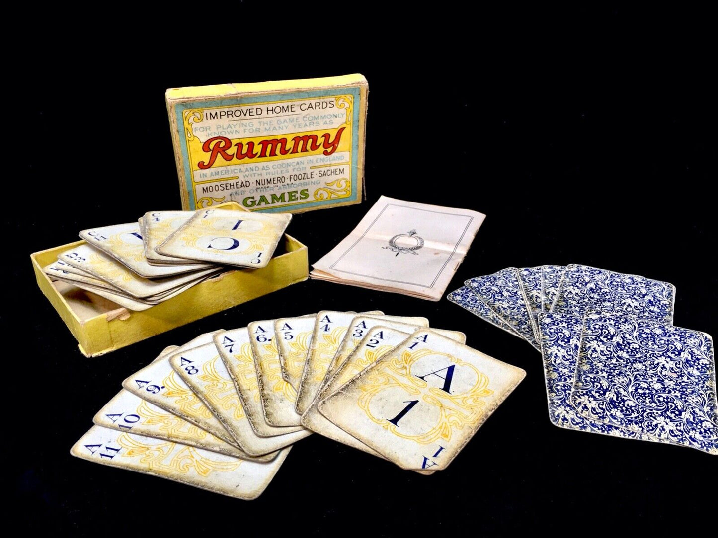 Antique Rummy Card Game Set by United Games Co. Manufactured in 1916 / Complete