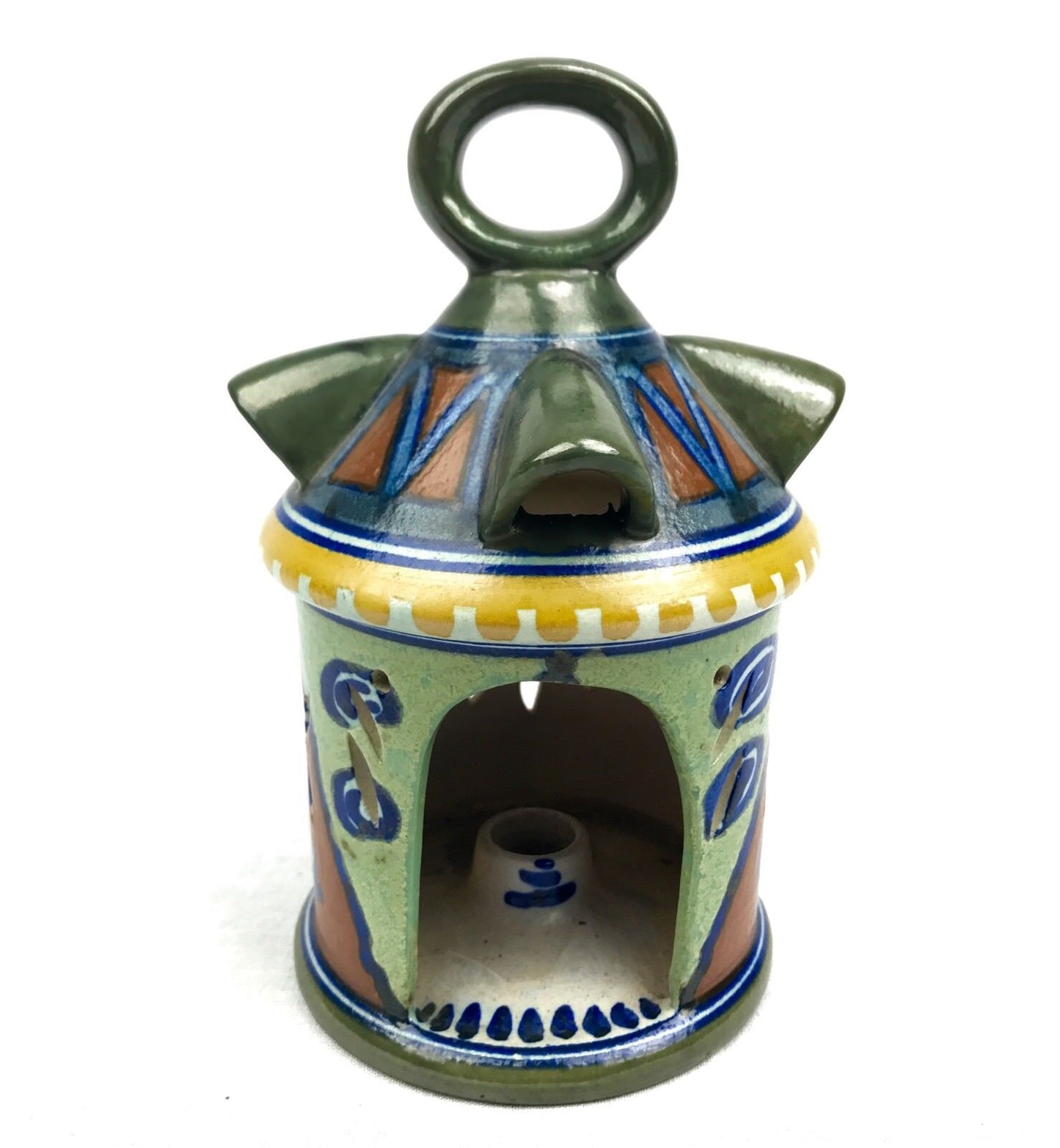 Gouda Pottery Lantern / Vase / Art Deco / Green / Blue / Orange / Rare
