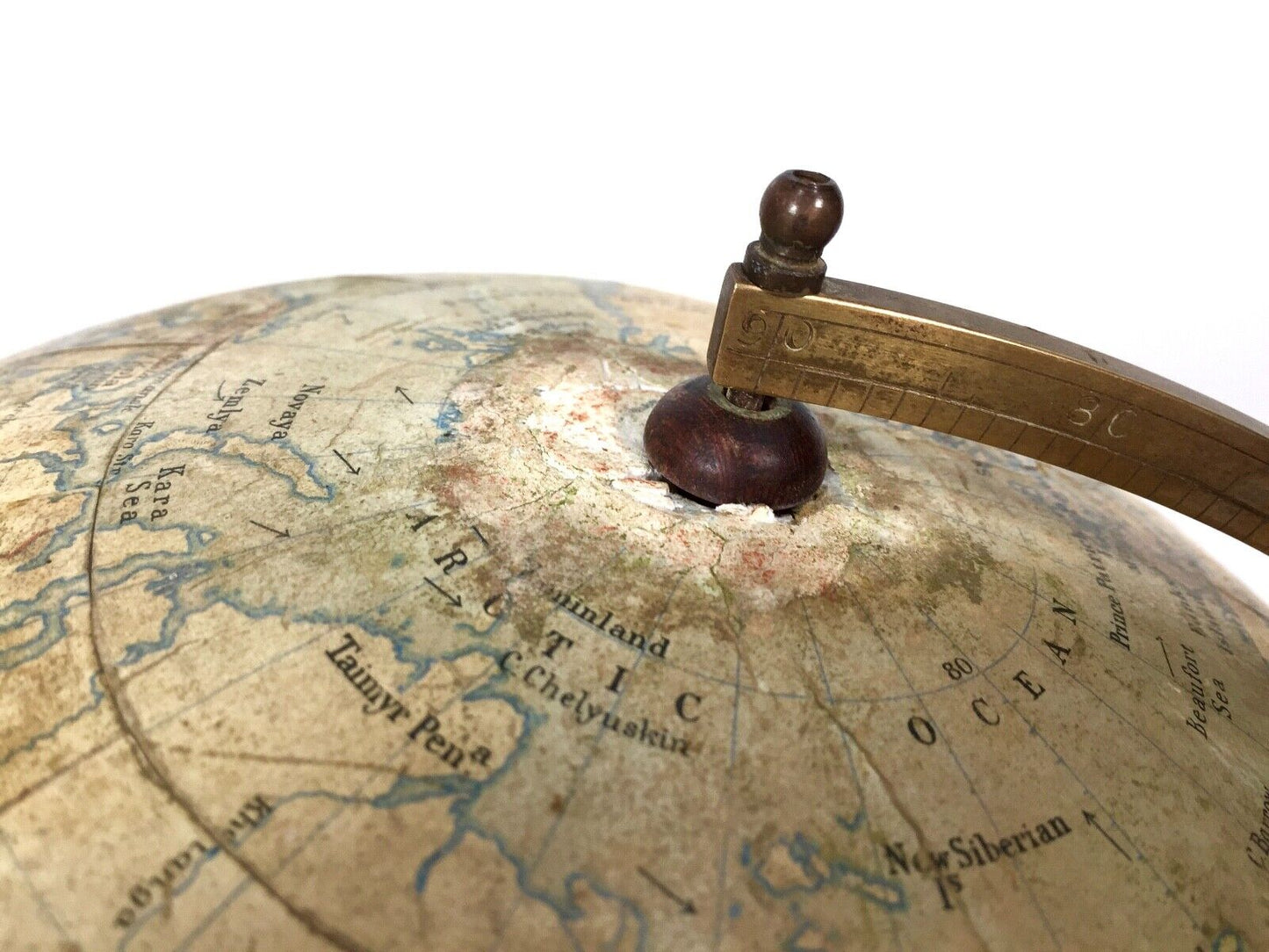 Antique Philips 12" Inch Terrestrial Globe On Oak Base / World Map