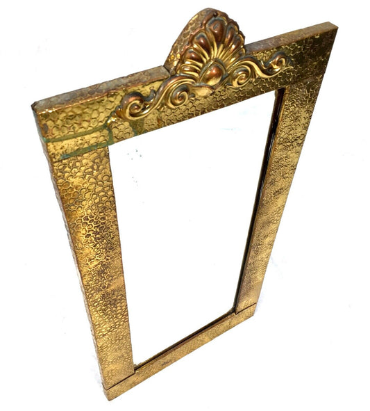 Antique Brass Framed Mirror / Wall Hanging / Vintage / 20th Century