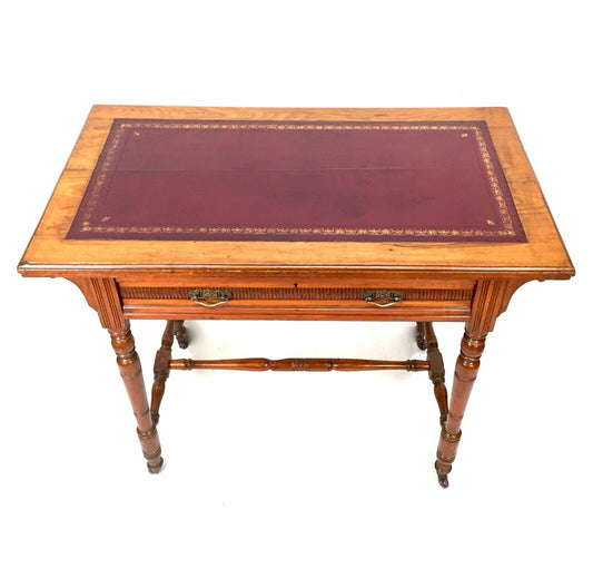 Antique Mahogany Writing Desk By James Shoolbred Red Leather Aesthetic Movement