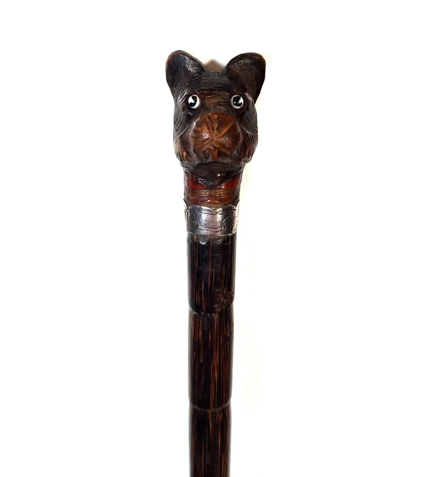 Victorian Articulated Dog Walking Cane / Swagger Stick / Antique Black Forest