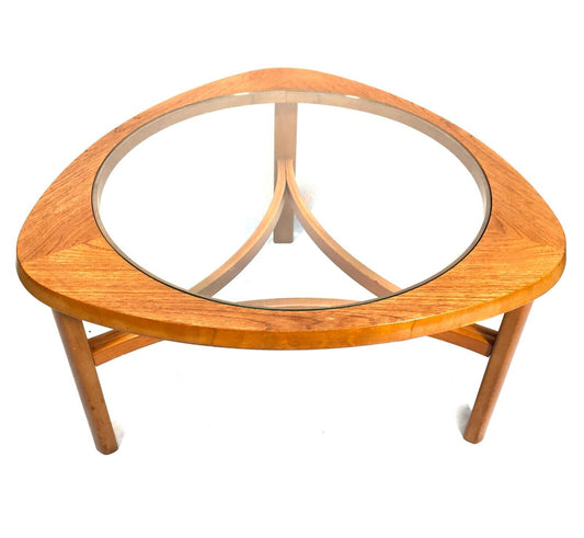 Vintage Mid 20th Century Nathan Glass & Teak Coffee Table c.1970 Retro Furniture