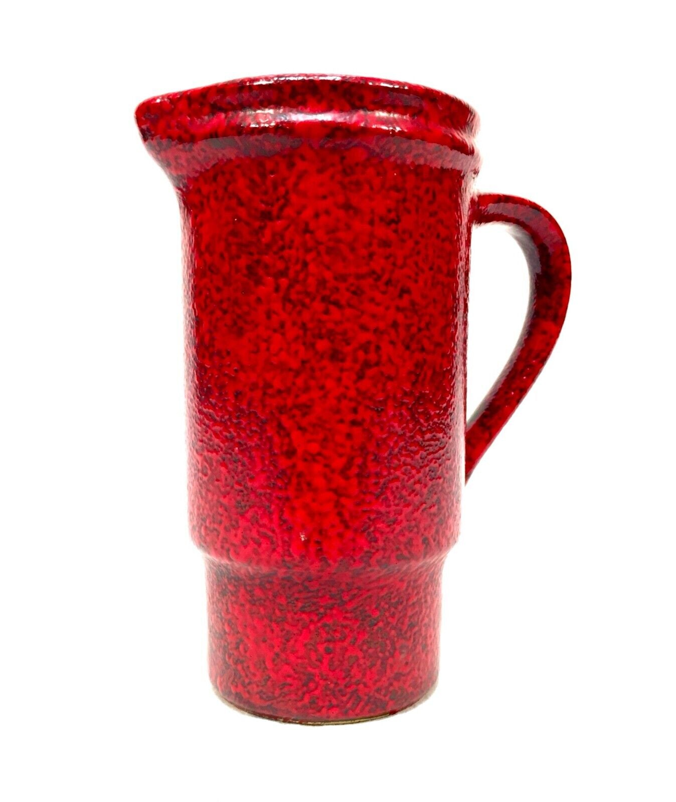 Vintage West German Pottery Vase / Jug / Mottled Red & Black Retro 1970s