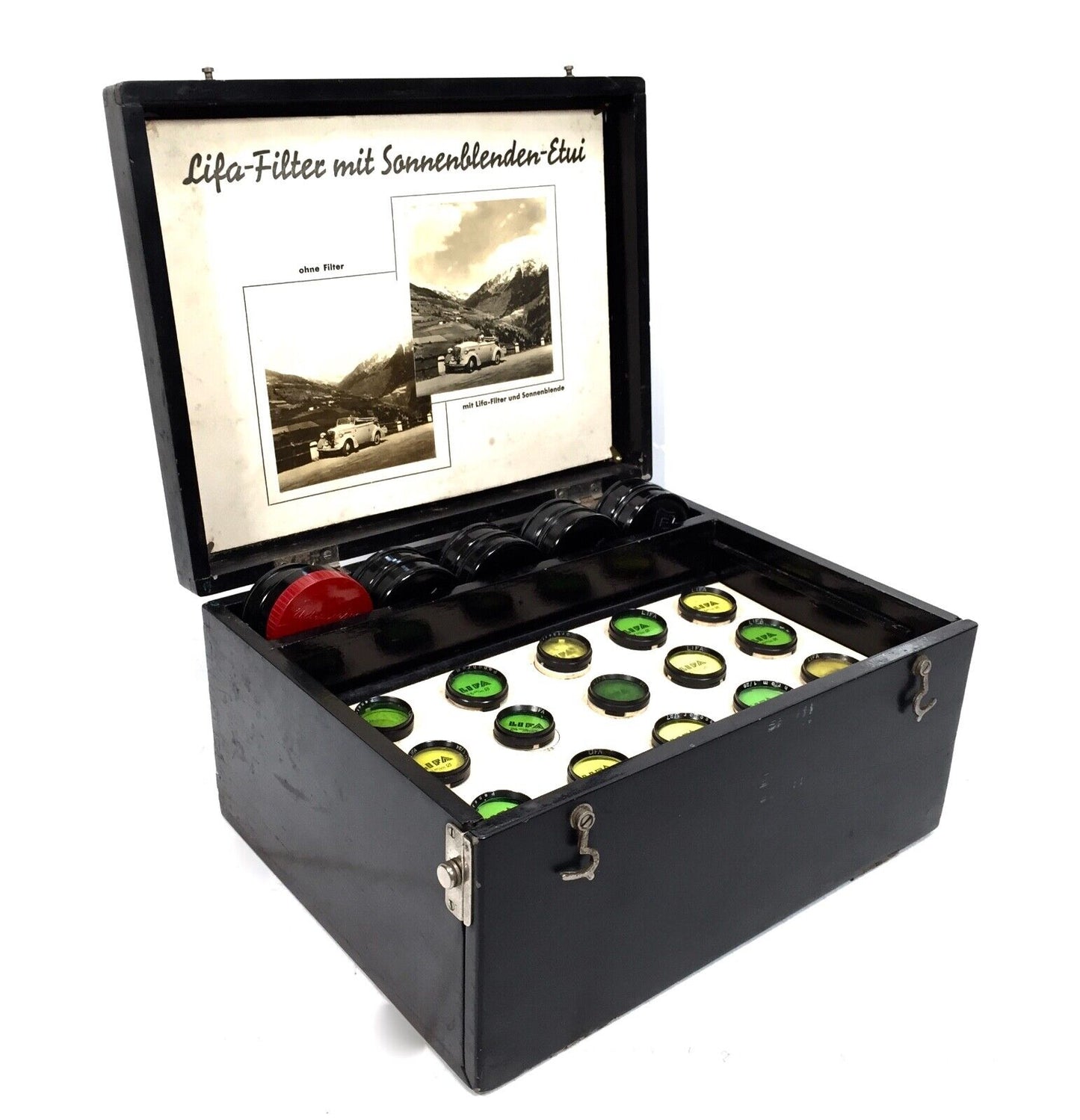Antique Advertising - Rare Lifa Camera Filters Salesman Box / Demonstration Kit