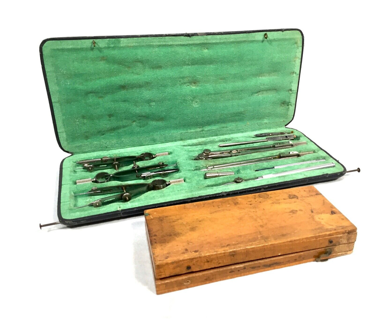 Antique Cased Draughtsman's Set / Technical Architects Drawing Instrument / Pair