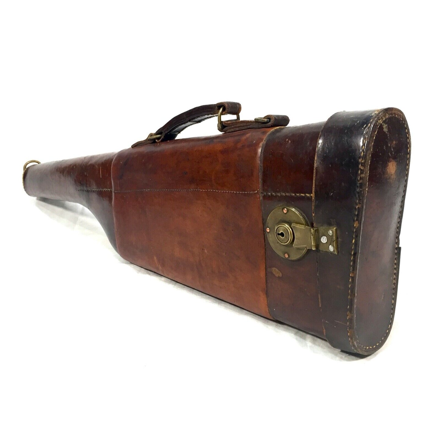 Early 20th Century Leather "Leg Of Mutton" Gun Case / Tan Brown / Large / c.1900