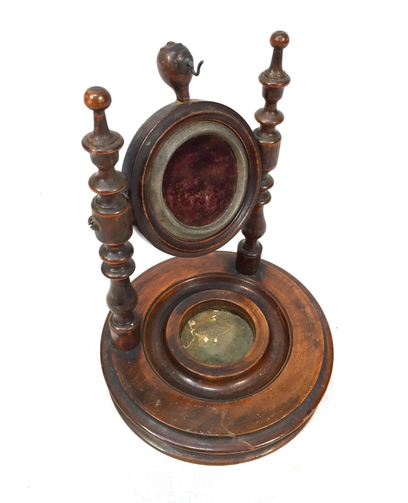 Victorian Wooden Mahogany Pocket Fob Watch Stand c.1850 / Antique / Carved