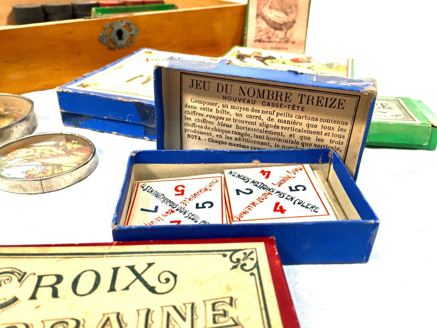 Antique Collection on French 'Jeux Nouveaux' Miniature Classic Games in Box 1900