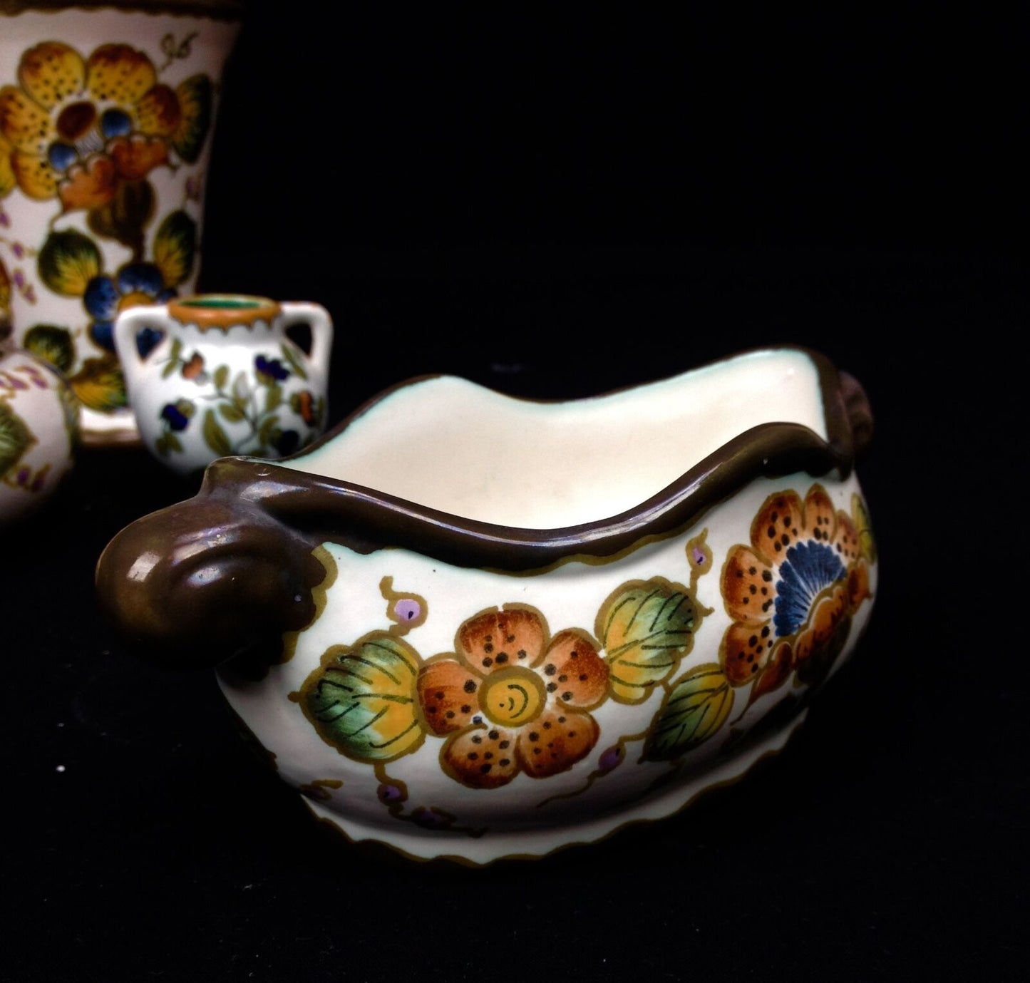 Gouda Pottery Job Lot Regina Factory Cream / Colourful Dutch Art Deco Vase / Jar