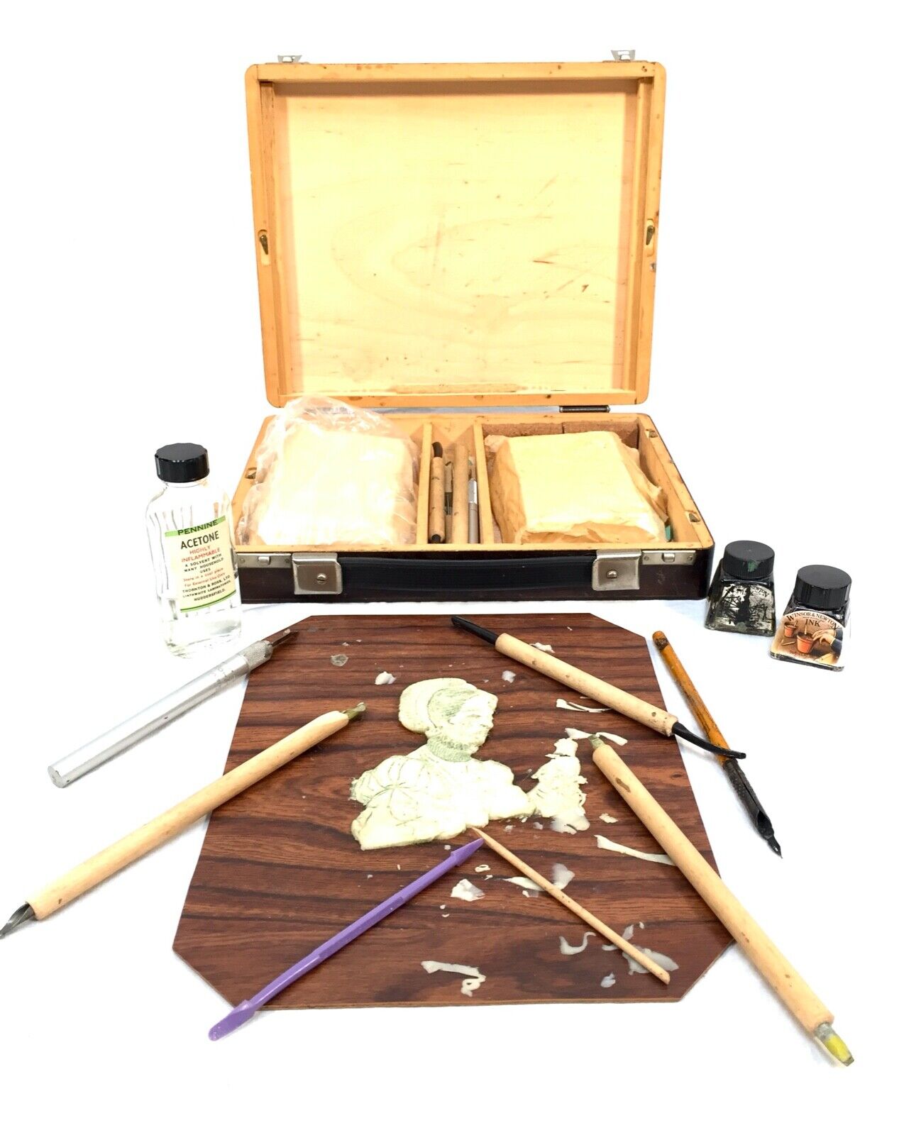 Antique Wax Masters Sculpture Making Kit in Wooden Box / Vintage / Art /