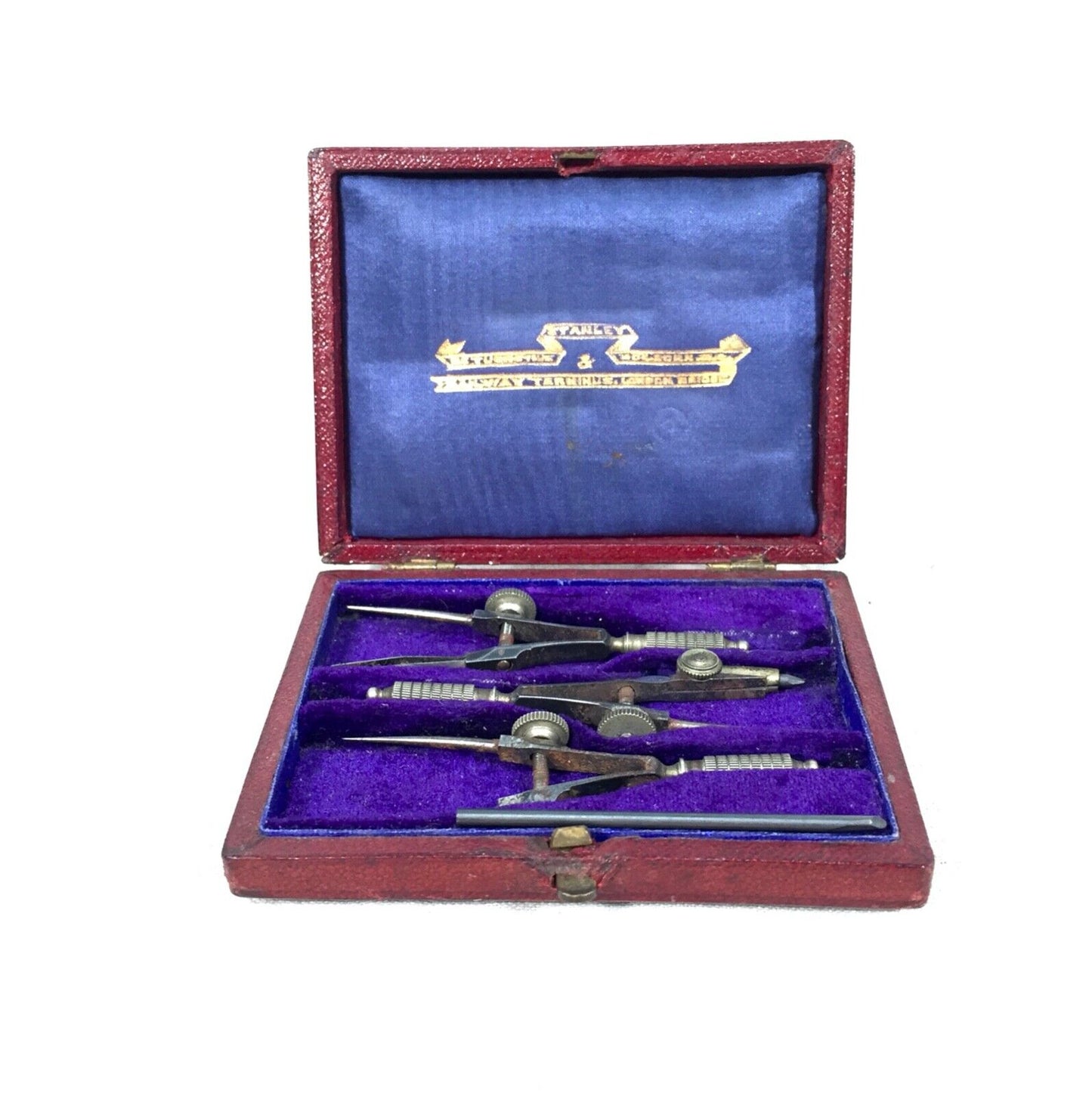 Antique Stanley Technical Drawing Instrument Set / Miniature Pocket Sized / Case