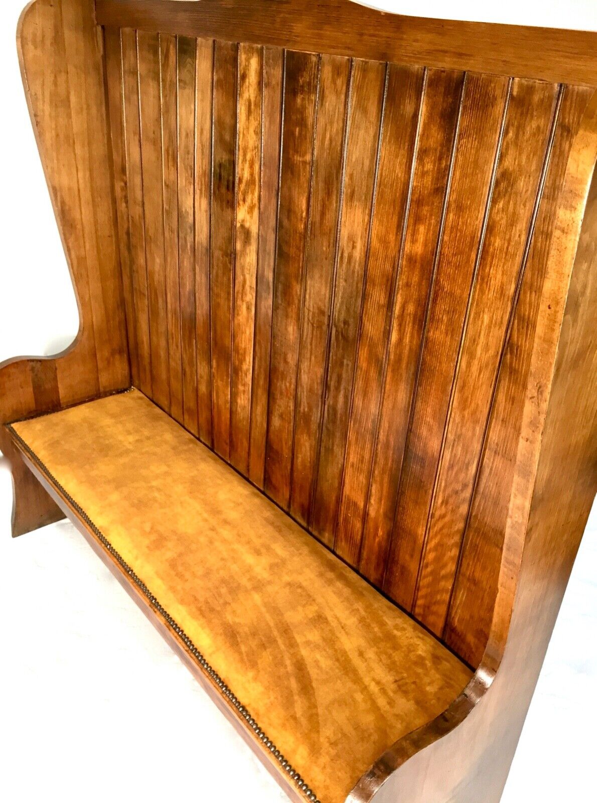 Antique Pitch Pine Settle Bench / Seat / 20th Century Furniture / Large c.1920
