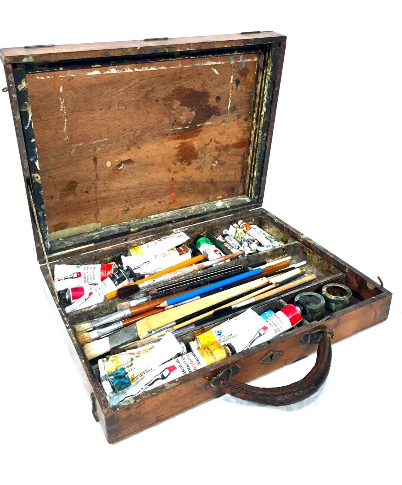 Antique French Artists Box by Bourgeois Aine Paris / Oil Paints Winsor & Newton